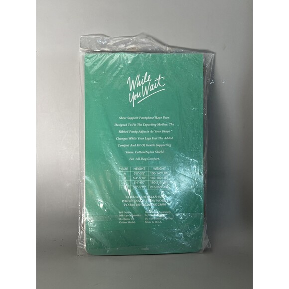 Vintage While You Wait Maternity Pantyhose Size A Taupe Sheer Support Made USA - Picture 3 of 4